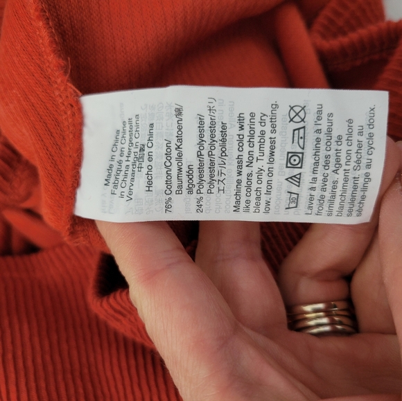 NWT Madewell Rust Orange Knot Crewneck Ribbed Pullover Sweater Size M - Picture 7 of 9